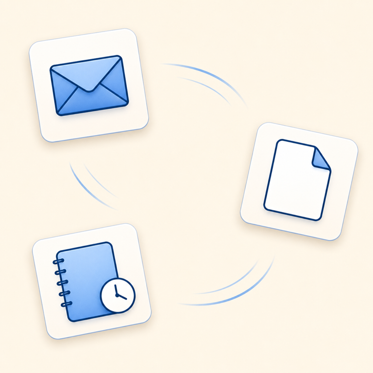 이메일 문서 메모 입력을 모으는 아이콘