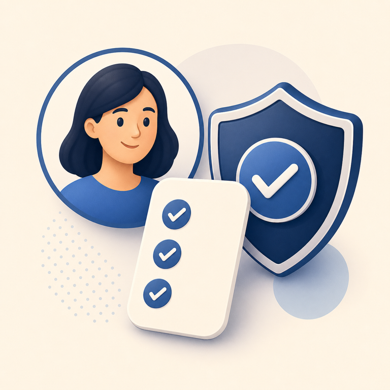 사람이 초안을 검토하고 승인하는 아이콘